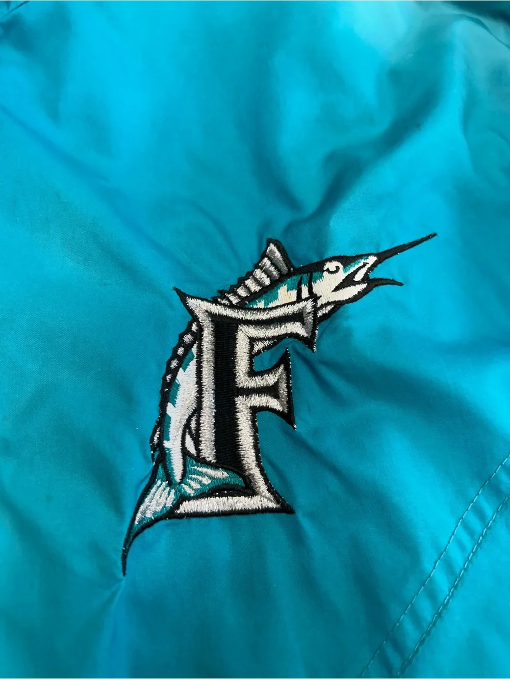 Vintage 90s Florida Marlins Starter Track Jacket Teal Zip Up Windbreaker M